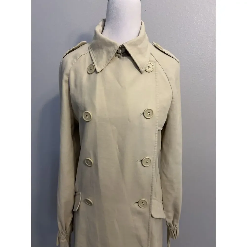 New GUESS Trench Coat Double Breasted Structured Military Long Office $368